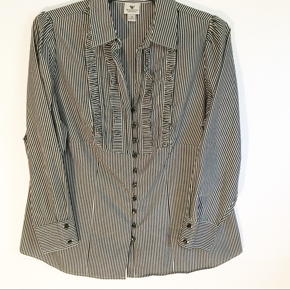 1X Worthington Button Down Blouse